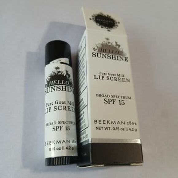 Set of 2 BEEKMAN 1802 Hello Sunshine Lip Screen Broad Spectrum SPF15 Goat Milk - Picture 2 of 5